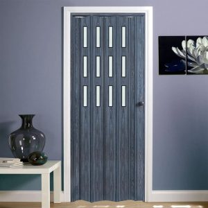 Antrasit Renk Camlı Pvc Akordiyon Katlanır Kapı