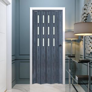 Antrasit Renk Camlı Pvc Akordiyon Katlanır Kapı