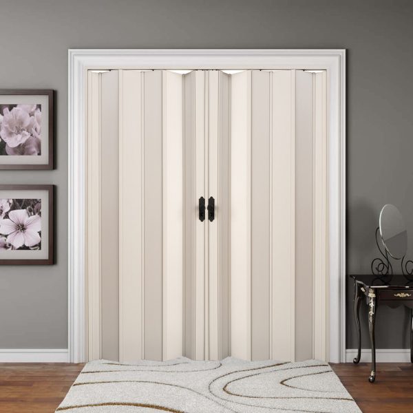 Beyaz Renk Camsız Çift Açılım Pvc Akordiyon Katlanır Kapı Beyaz Renk Camsız Çift Açılım Pvc Akordiyon Katlanır Kapı