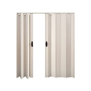 Beyaz Renk Camsız Çift Açılım Pvc Akordiyon Katlanır Kapı