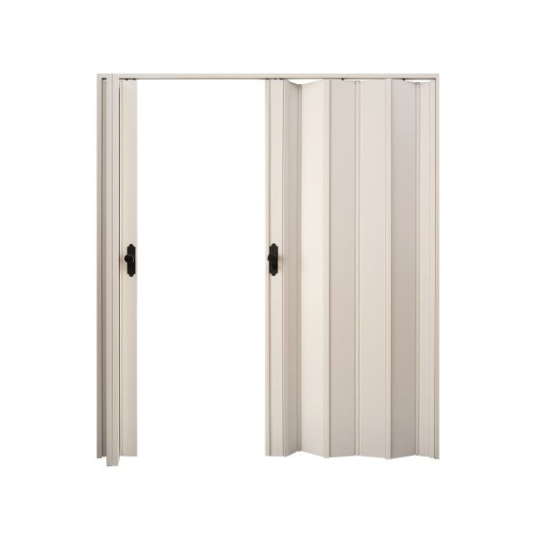 Beyaz Renk Camsız Çift Açılım Pvc Akordiyon Katlanır Kapı