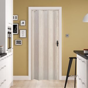 Akçaağaç Renk Camsız Çift Açılım Pvc Akordiyon Katlanır Kapı