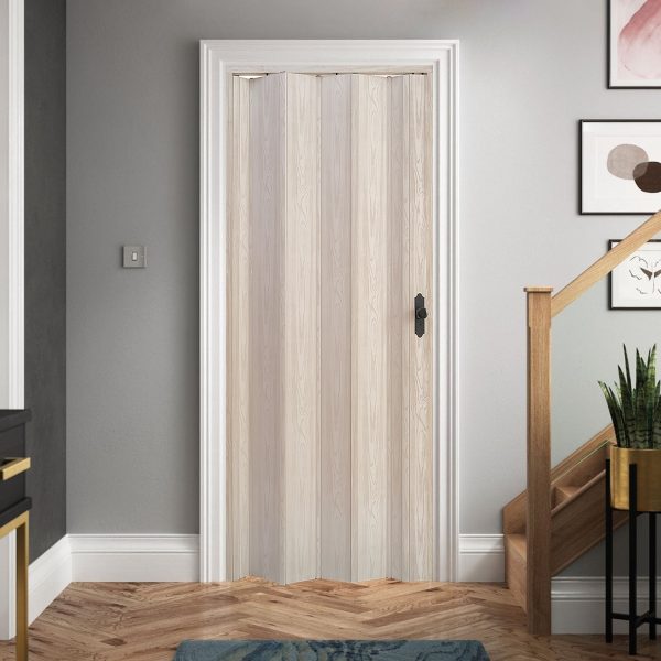 Akçaağaç Renk Camsız Çift Açılım Pvc Akordiyon Katlanır Kapı