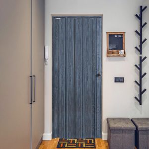 Antrasit Renk Camsız Pvc Akordiyon Katlanır Kapı