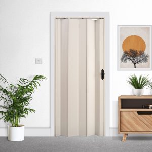 Beyaz Renk Camsız Pvc Akordiyon Katlanır Kapı