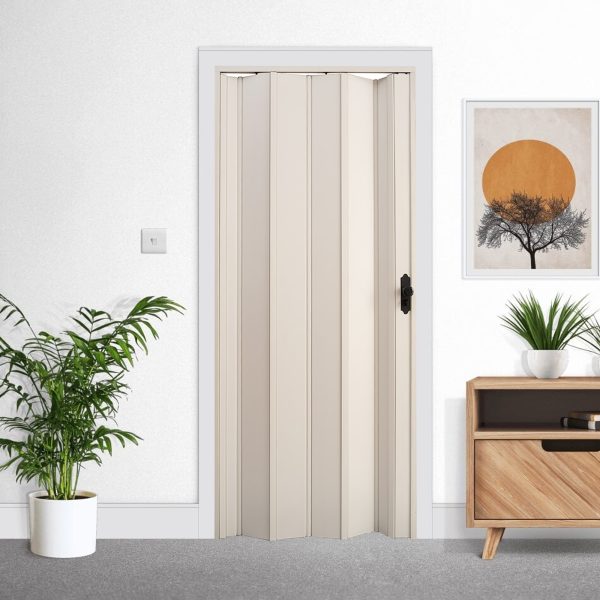 Beyaz Renk Camsız Pvc Akordiyon Katlanır Kapı