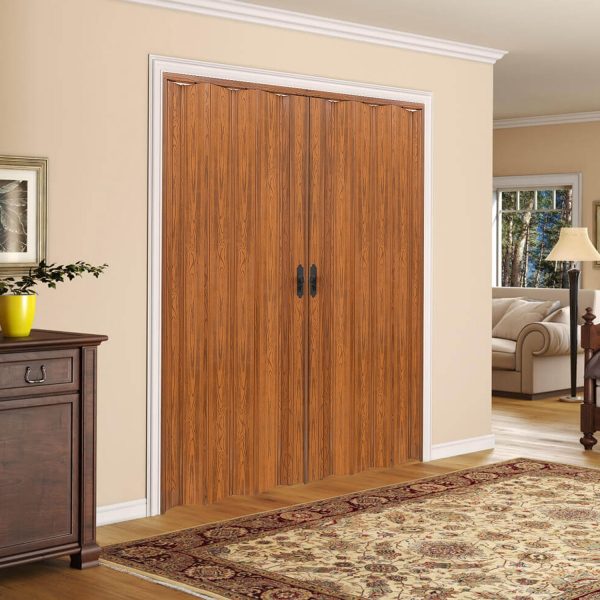 Ceviz Renk Camsız Çift Açılım Pvc Akordiyon Katlanır Kapı Ceviz Renk Camsız Çift Açılım Pvc Akordiyon Katlanır Kapı