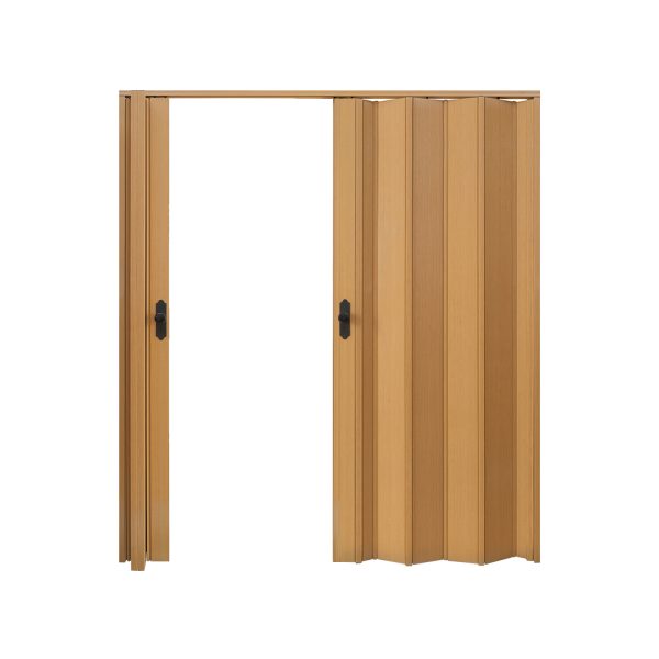 Meşe Renk Camsız Çift Açılım Pvc Akordiyon Katlanır Kapı